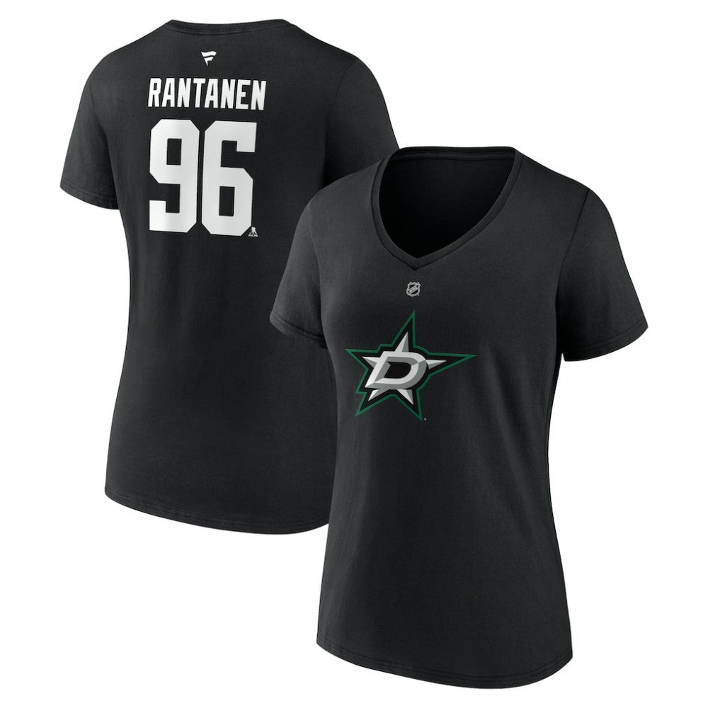 Mikko Rantanen Dallas Stars Fanatics Women's Authentic Stack Name & Number V-Neck T-Shirt -  NHL T-shirts