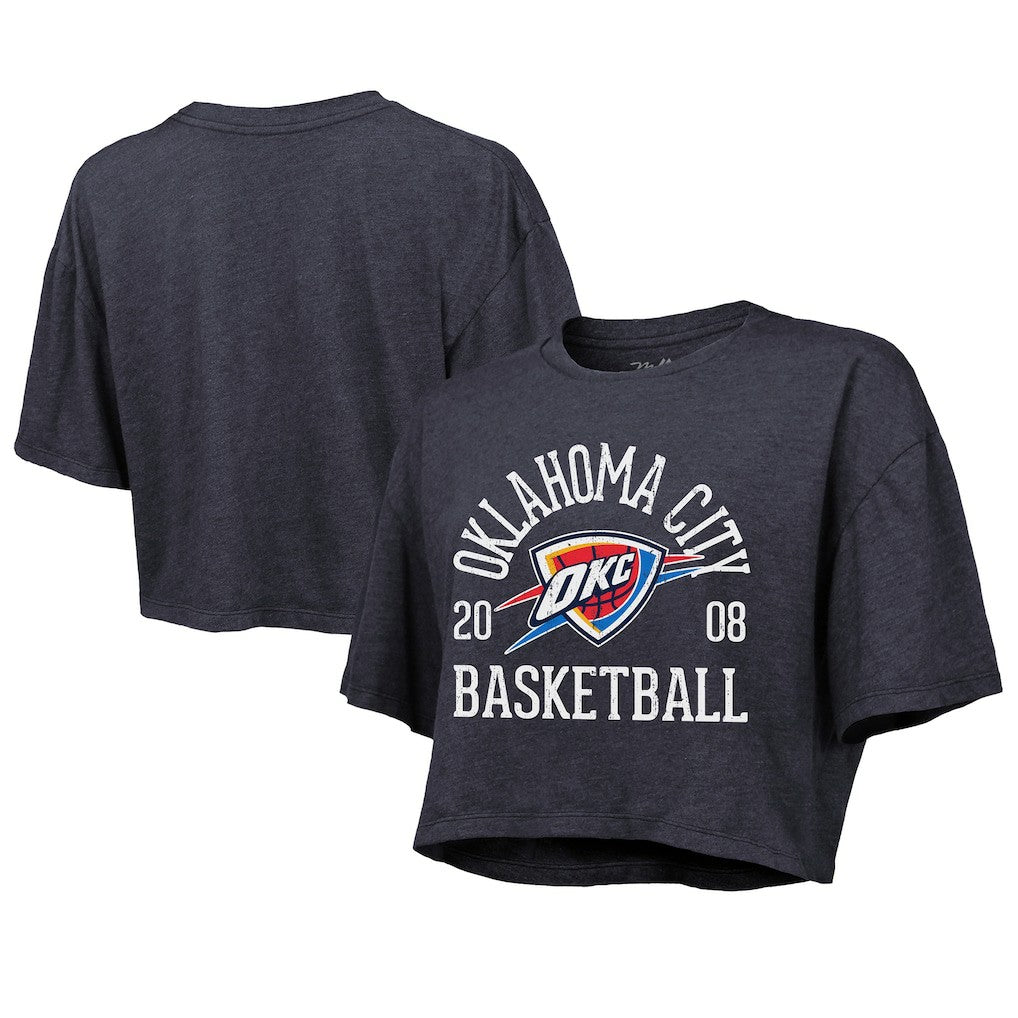 Navy Oklahoma City Thunder Majestic Threads Women's Boxy Crop Top | NBA