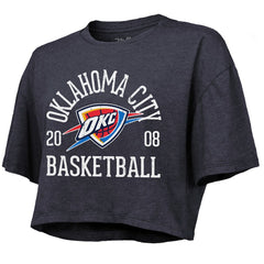 Navy Oklahoma City Thunder Majestic Threads Women's Boxy Crop Top | NBA