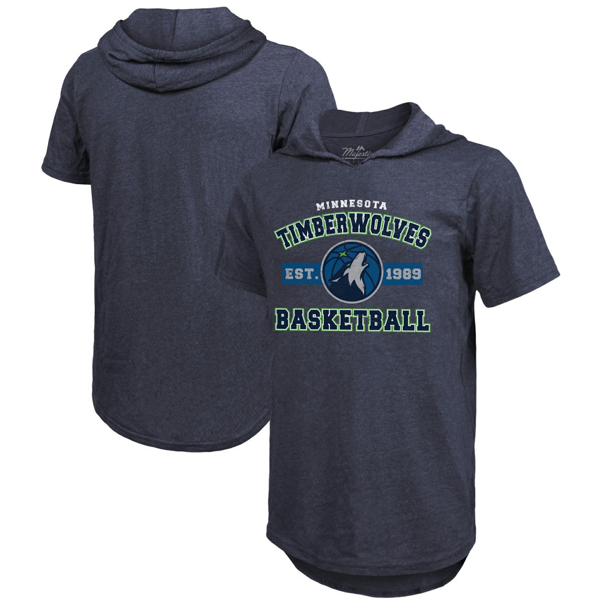 Navy Minnesota Timberwolves Majestic Threads Tri-Blend Hoodie T-Shirt | NBA