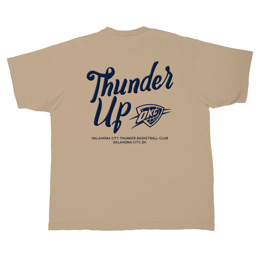 Tan Oklahoma City Thunder Stadium Essentials Unisex Thunder Up Urban T-Shirt | NBA