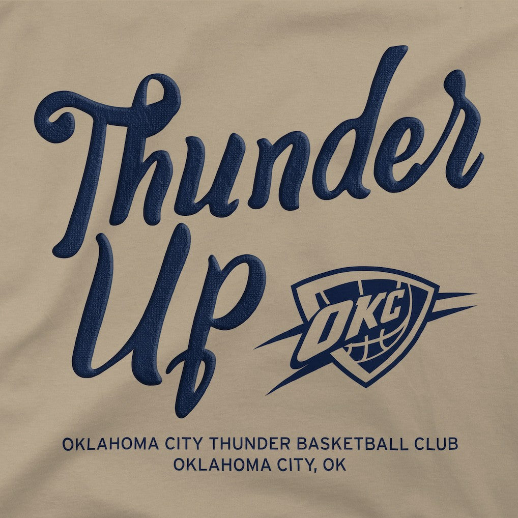 Tan Oklahoma City Thunder Stadium Essentials Unisex Thunder Up Urban T-Shirt | NBA