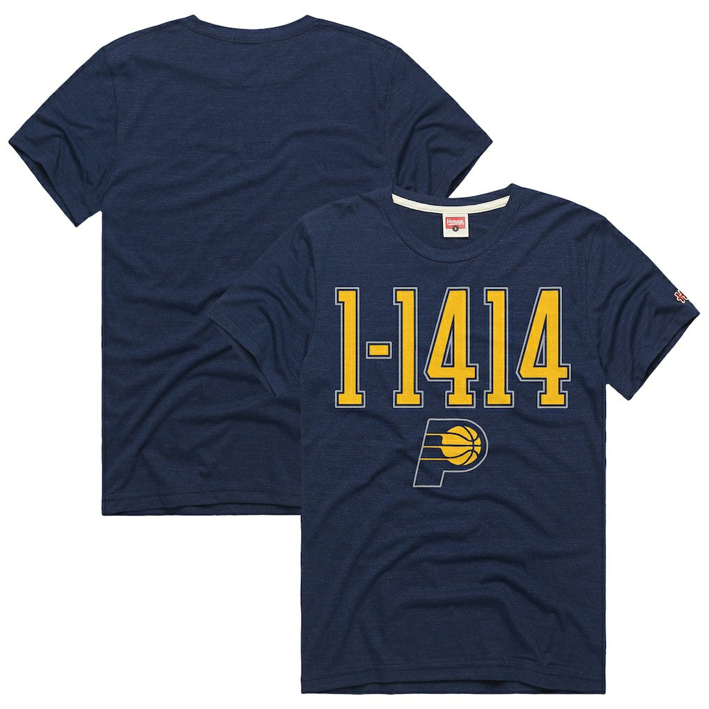 Navy Indiana Pacers Homage Unisex The "1-1414" Comeback Record Tri-Blend T-Shirt | NBA