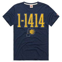 Navy Indiana Pacers Homage Unisex The "1-1414" Comeback Record Tri-Blend T-Shirt | NBA