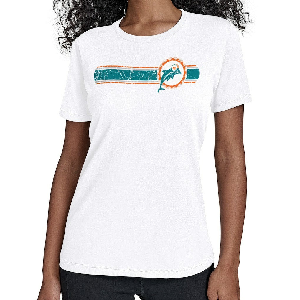 Miami Dolphins Starter Women's Throwback Team Stripe T-Shirt | NFL Discount