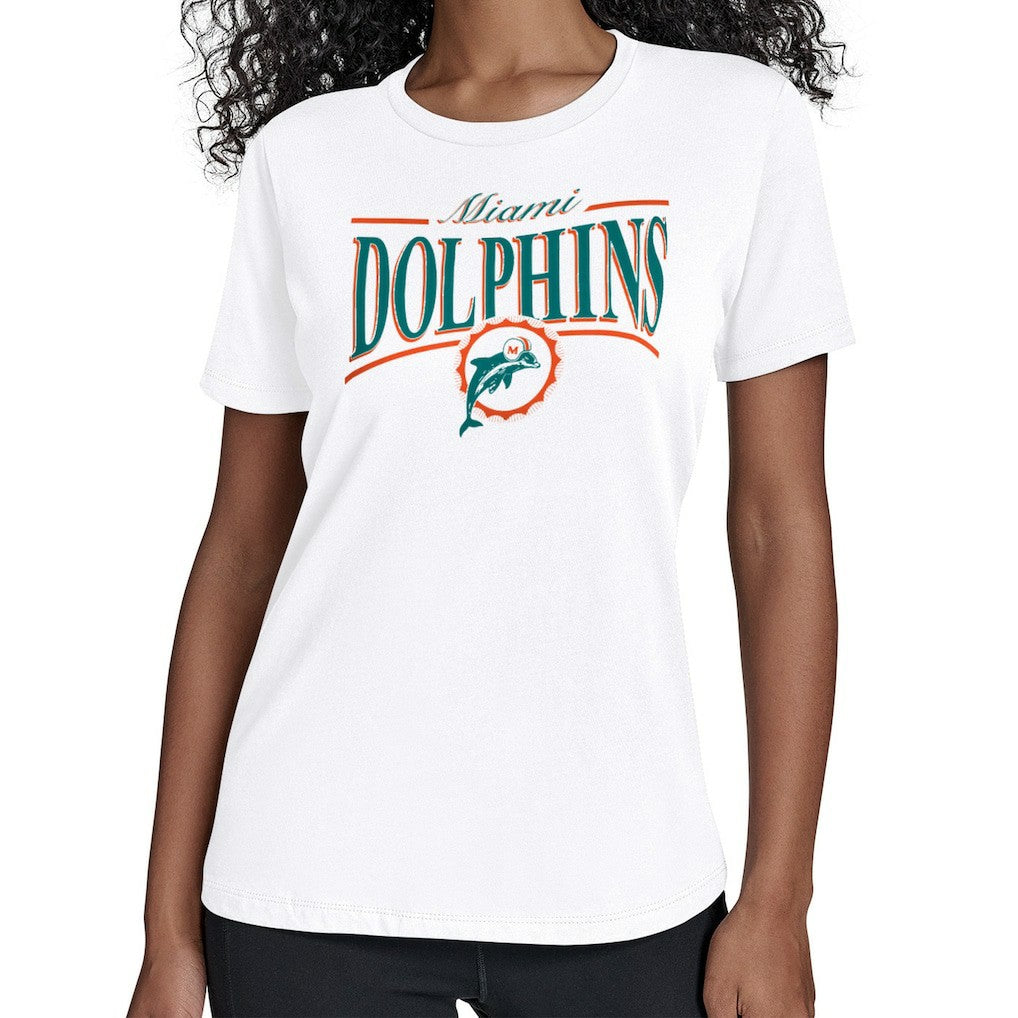 Miami Dolphins Starter Women's Throwback Arch Stripe T-Shirt | NFL New