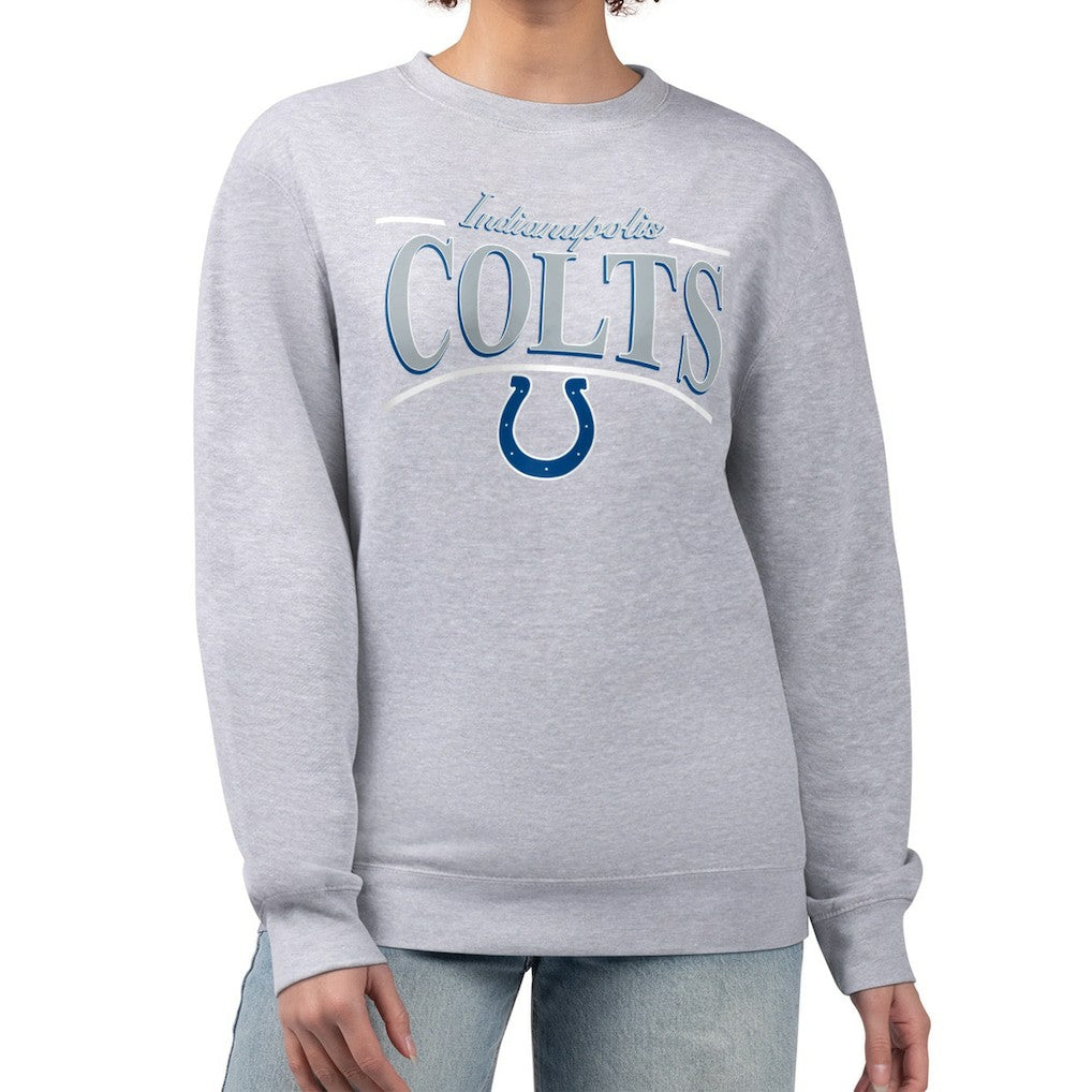 Indianapolis Colts Starter Women's Arch Stripe Fleece Pullover Sweatshirt | NFL Discount