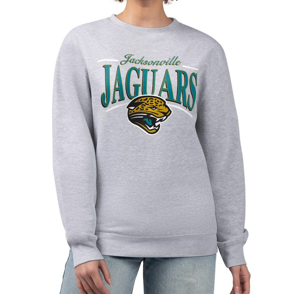 Jacksonville Jaguars Starter Women's Throwback Arch Stripe Fleece Pullover Sweatshirt | NFL Sale