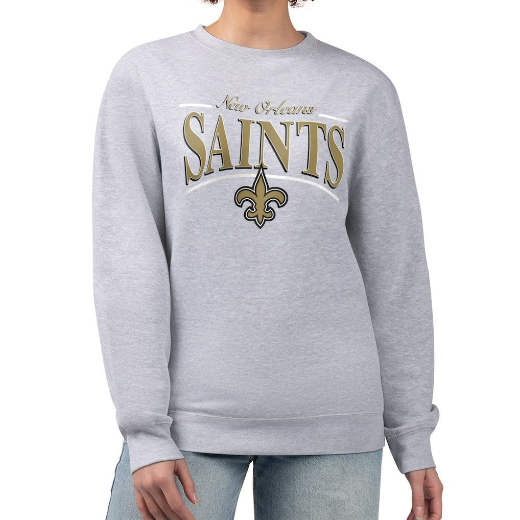New Orleans Saints Starter Women's Arch Stripe Fleece Pullover Sweatshirt | NFL Sale