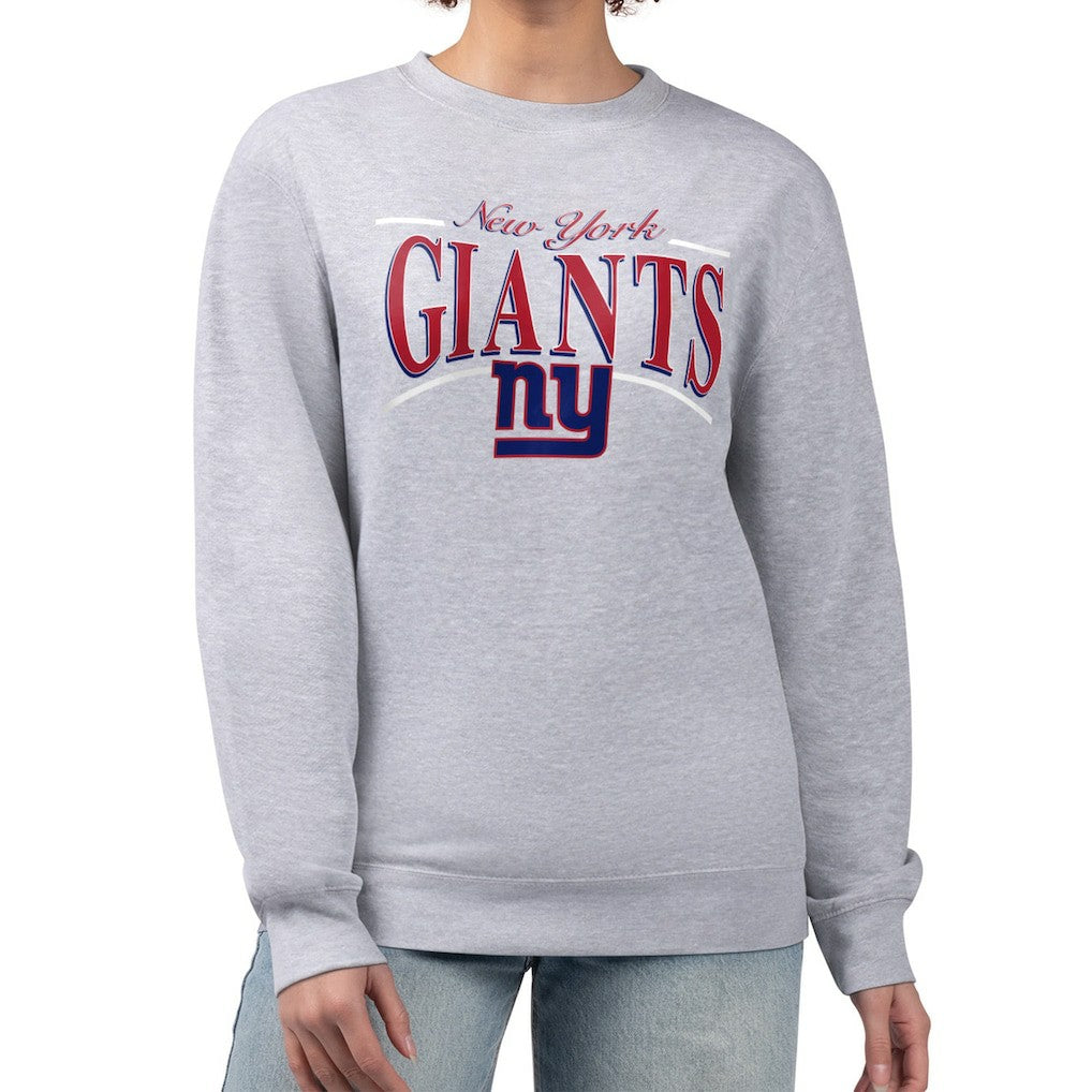 New York Giants Starter Women's Arch Stripe Fleece Pullover Sweatshirt | NFL Outlet
