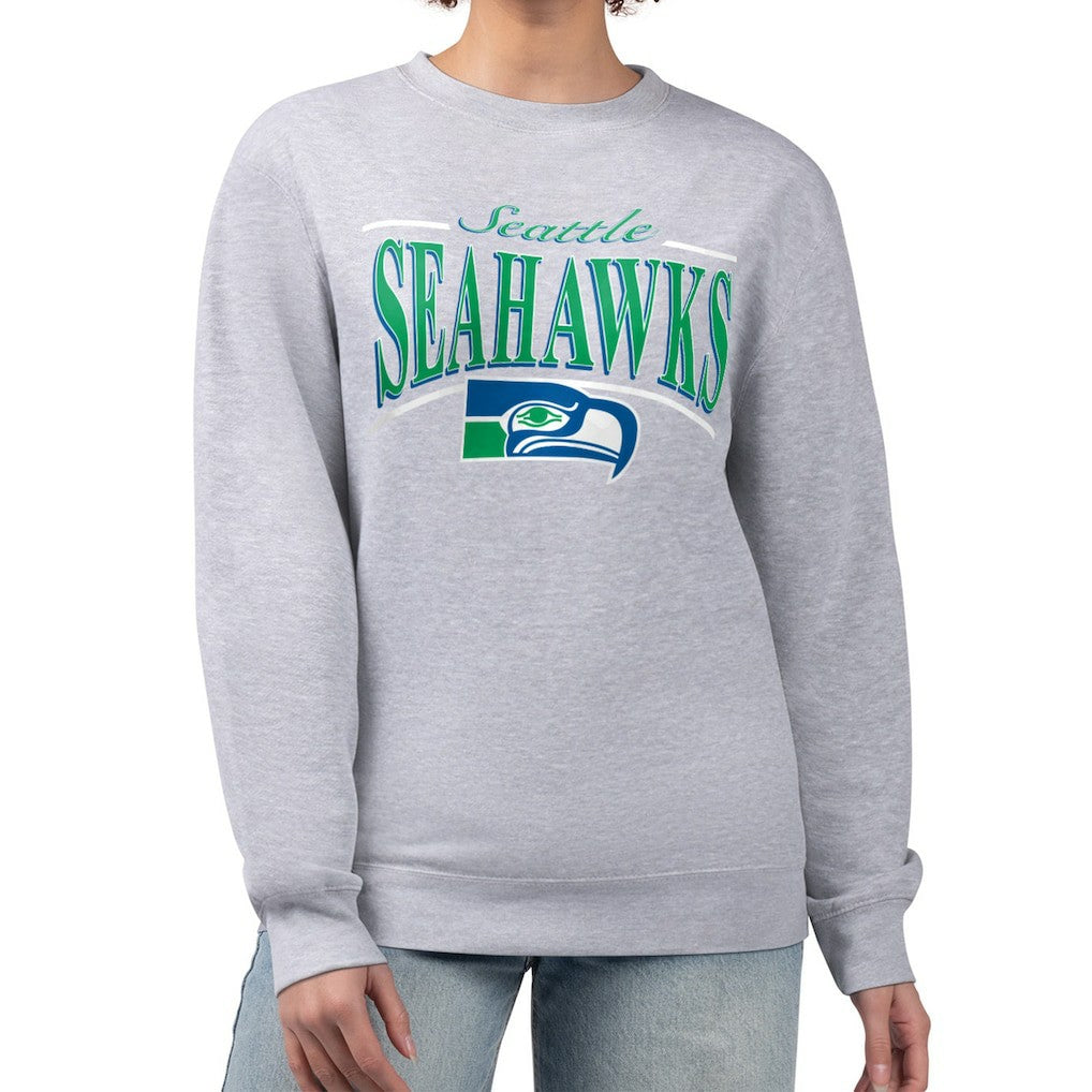 Seattle Seahawks Starter Women's Throwback Arch Stripe Fleece Pullover Sweatshirt | NFL Sale