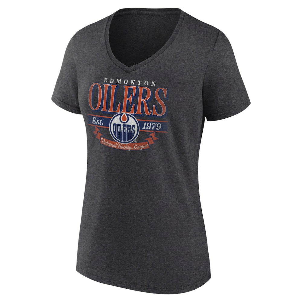 Edmonton Oilers Women's Retro Banner V-Neck T-Shirt -  NHL T-shirts
