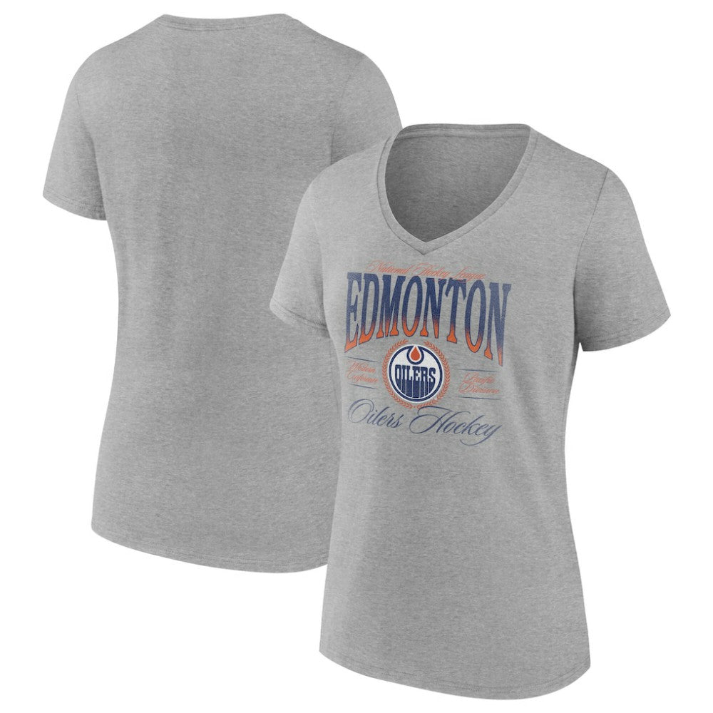 Edmonton Oilers Women's Retro Script V-Neck T-Shirt -  NHL T-shirts