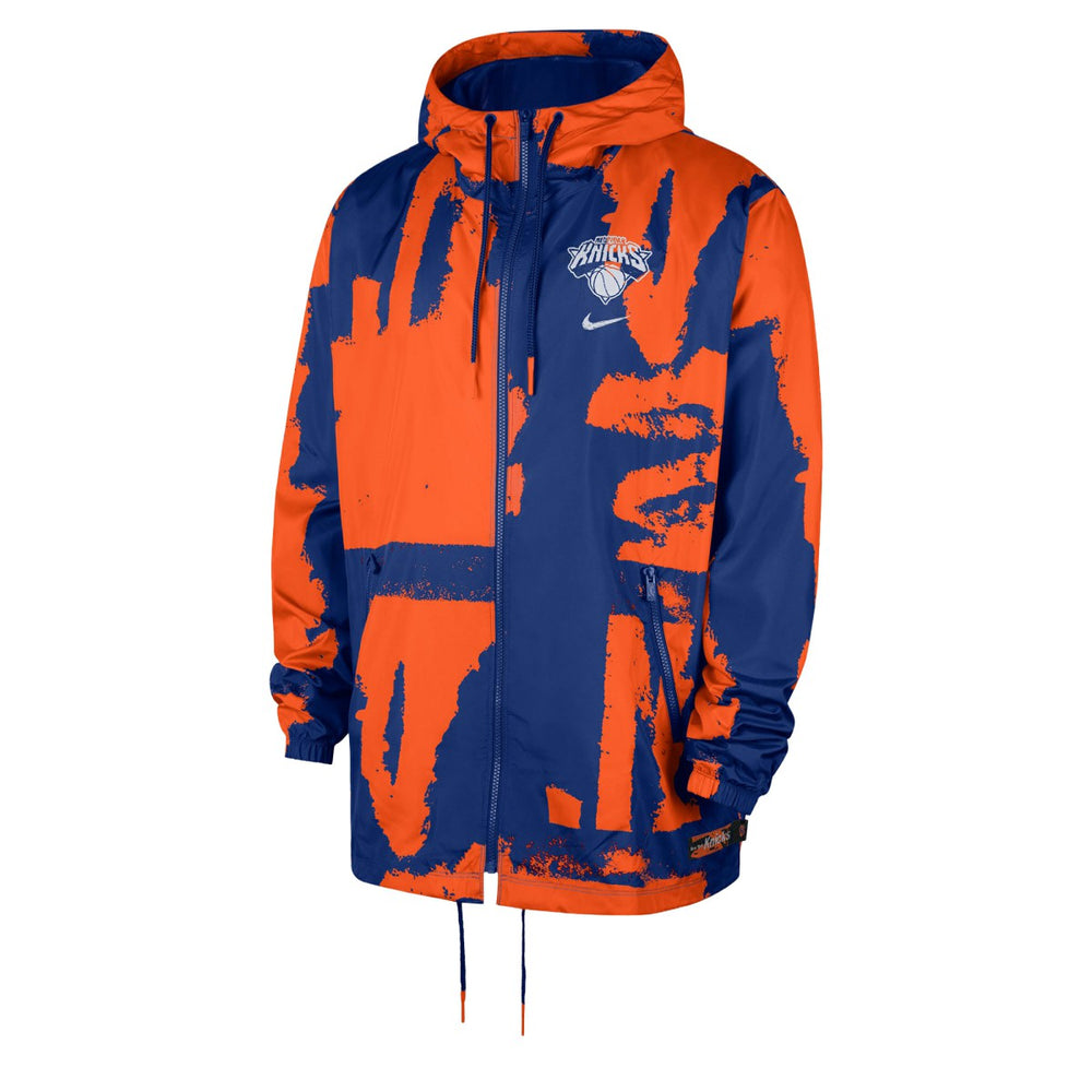 Blue/Orange New York Knicks Courtside Club Premium Woven Full-Zip Hooded Jacket | NBA