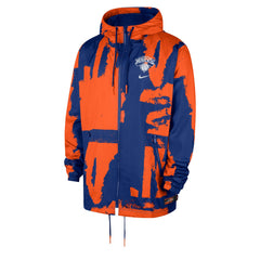 Blue/Orange New York Knicks Courtside Club Premium Woven Full-Zip Hooded Jacket | NBA