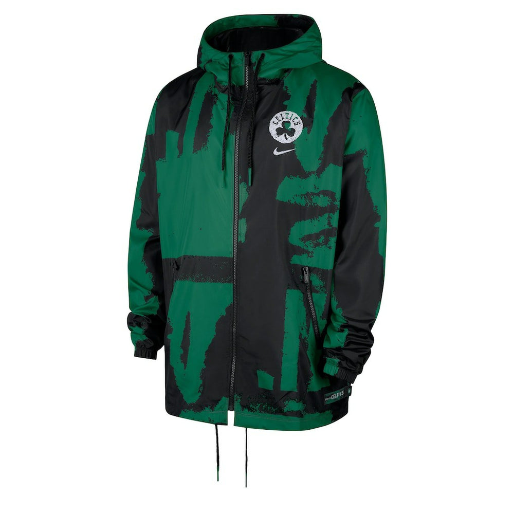 Black/Kelly Green Boston Celtics Courtside Club Premium Woven Full-Zip Hooded Jacket | NBA