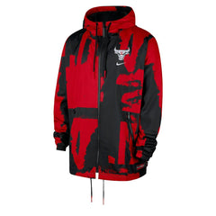 Black/Red Chicago Bulls Courtside Club Premium Woven Full-Zip Hooded Jacket | NBA