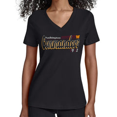 Washington Commanders Starter Women's Groovy Script V-Neck T-Shirt | NFL Discount