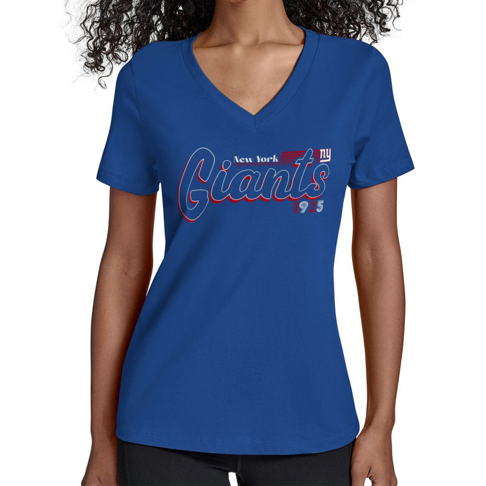 New York Giants Starter Women's Groovy Script V-Neck T-Shirt | NFL Online