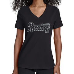 Las Vegas Raiders Starter Women's Groovy Script V-Neck T-Shirt | NFL Online