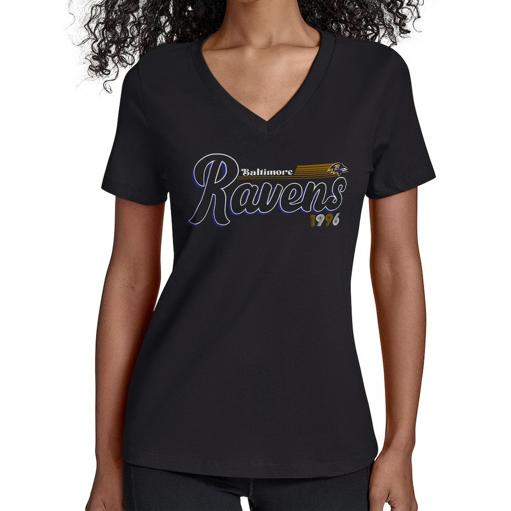 Baltimore Ravens Starter Women's Groovy Script V-Neck T-Shirt | NFL Near me