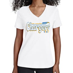 Los Angeles Chargers Starter Women's Groovy Script V-Neck T-Shirt | NFL Discount