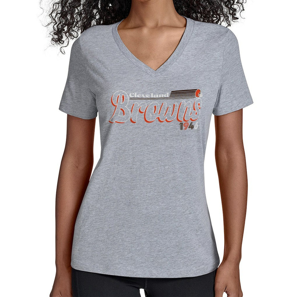 Cleveland Browns Starter Women's Groovy Script V-Neck T-Shirt | NFL Near me