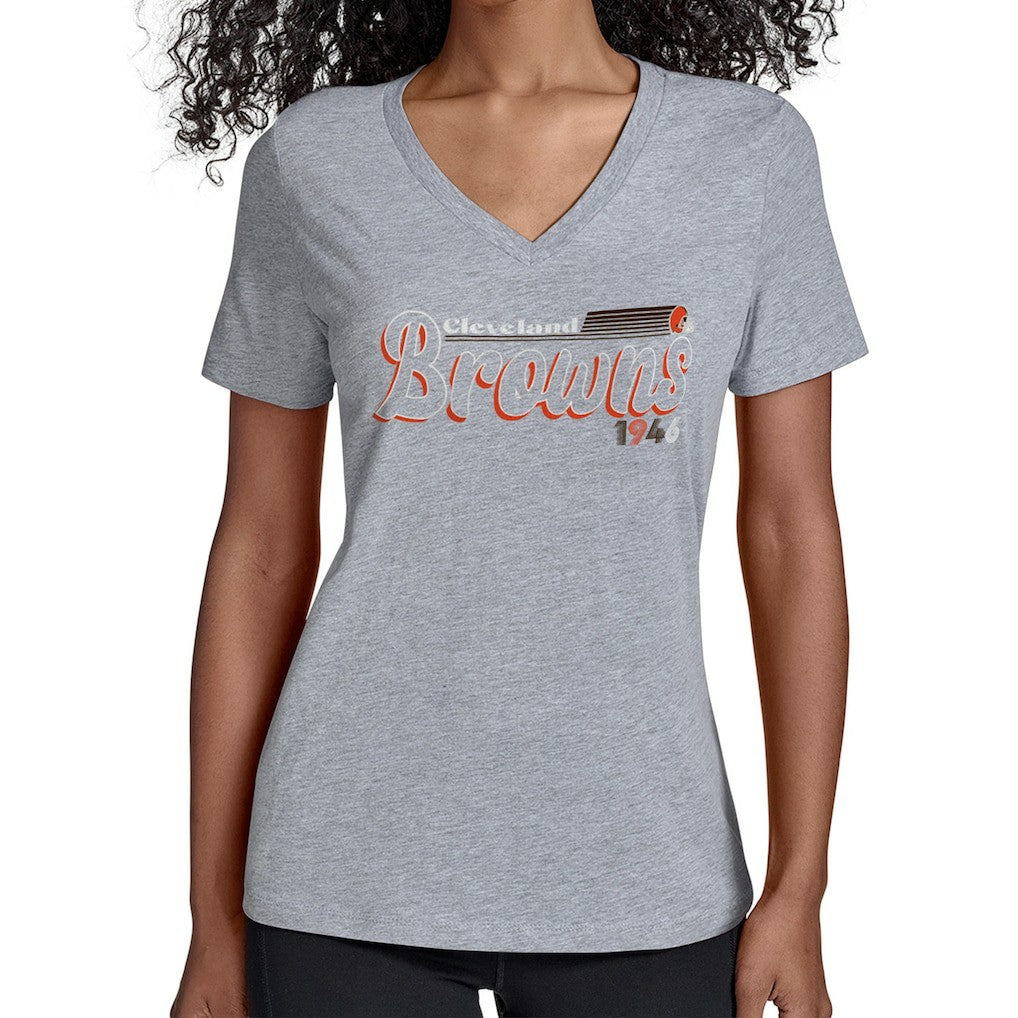 Cleveland Browns Starter Women's Groovy Script V-Neck T-Shirt | NFL Near me