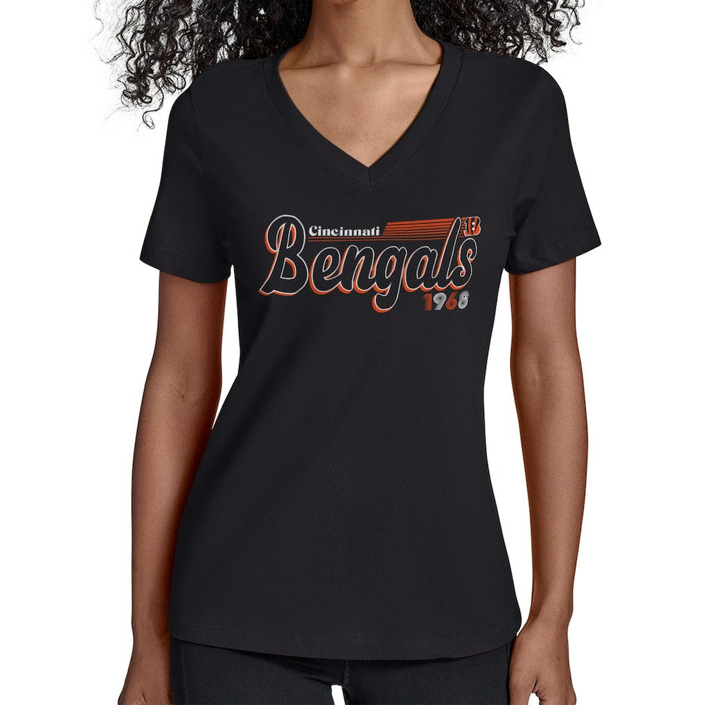Cincinnati Bengals Starter Women's Groovy Script V-Neck T-Shirt | NFL Near me