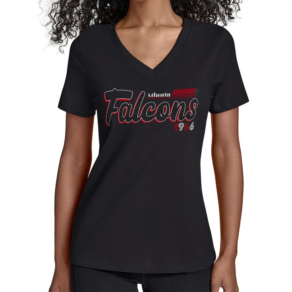 Atlanta Falcons Starter Women's Groovy Script V-Neck T-Shirt | NFL US