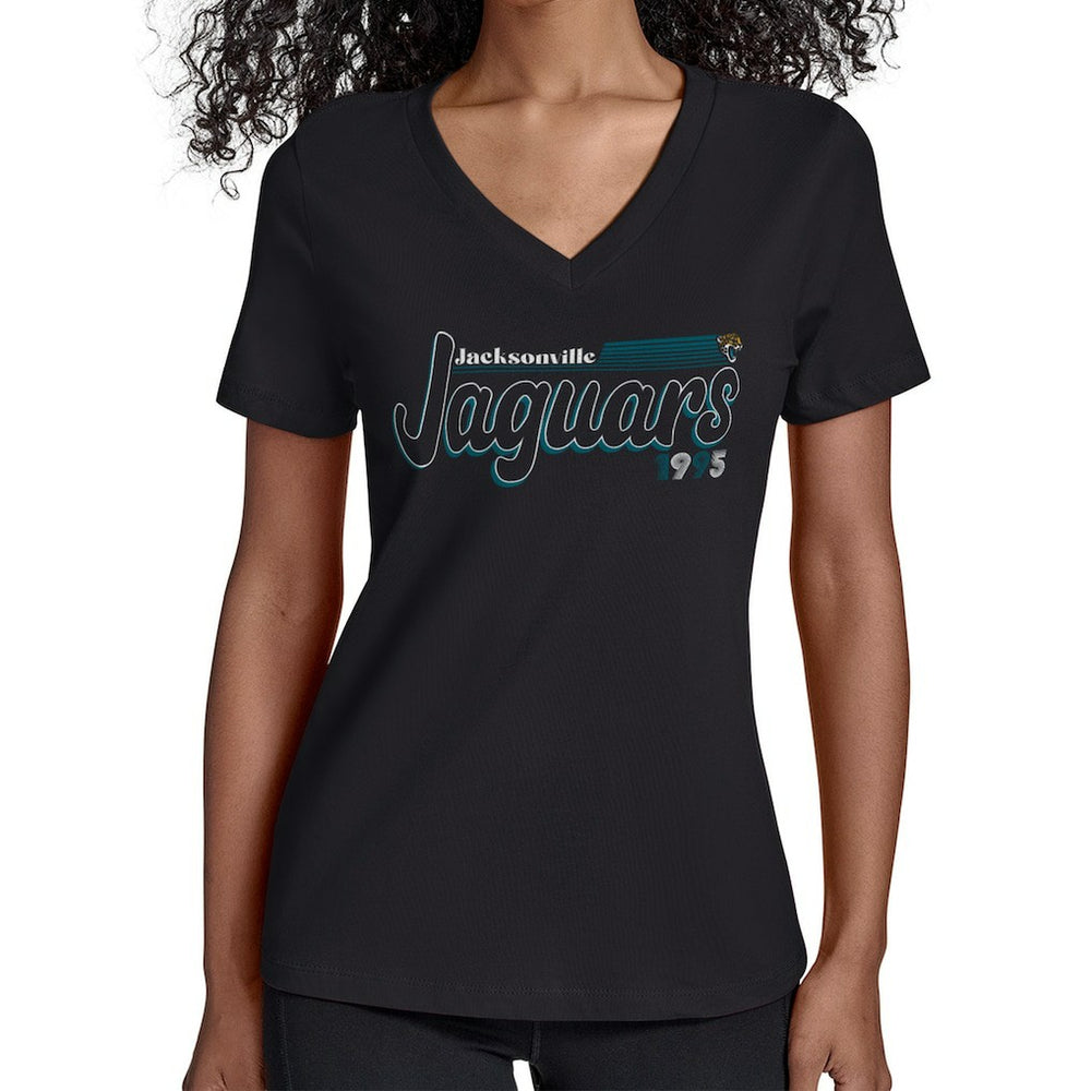 Jacksonville Jaguars Starter Women's Groovy Script V-Neck T-Shirt | NFL New