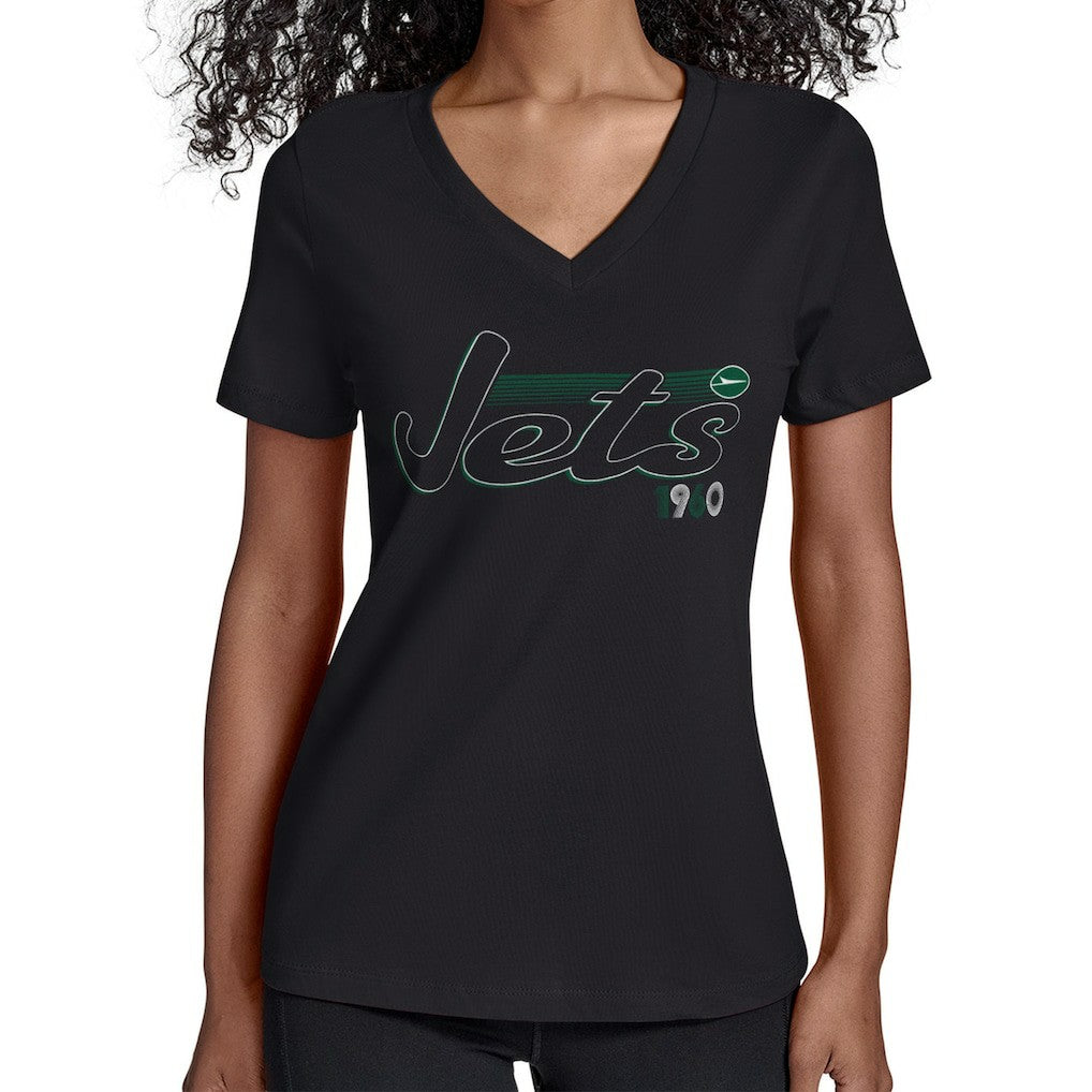 New York Jets Starter Women's Groovy Script V-Neck T-Shirt | NFL On sale