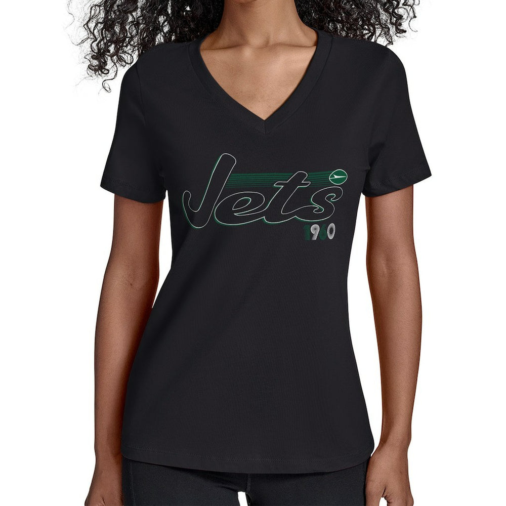 New York Jets Starter Women's Groovy Script V-Neck T-Shirt | NFL On sale