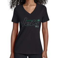 New York Jets Starter Women's Groovy Script V-Neck T-Shirt | NFL On sale