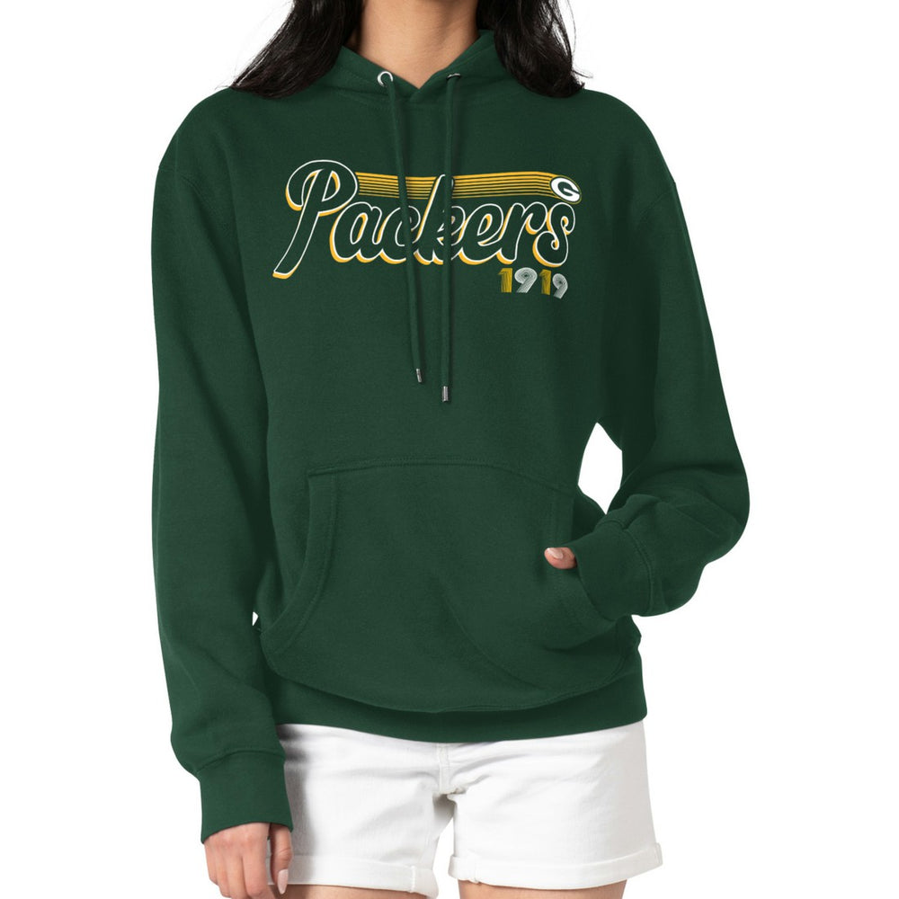 Green Bay Packers Starter Women's Groovy Script Pullover Hoodie | NFL New