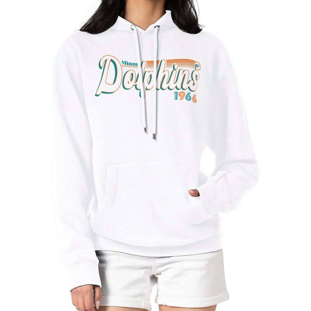 Miami Dolphins Starter Women's Throwback Groovy Script Pullover Hoodie | NFL Near me