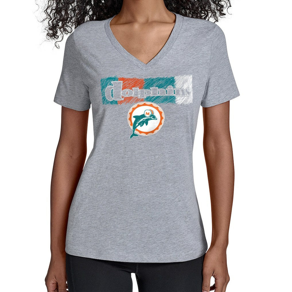 Miami Dolphins Starter Women's Color Shading V-Neck T-Shirt | NFL US