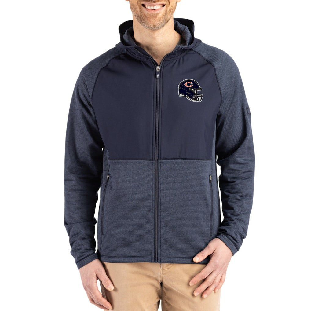 Chicago Bears Cutter & Buck Peshastin Eco Fleece Recycled Raglan Full-Zip Tri-Blend Hybrid Jacket | NFL US