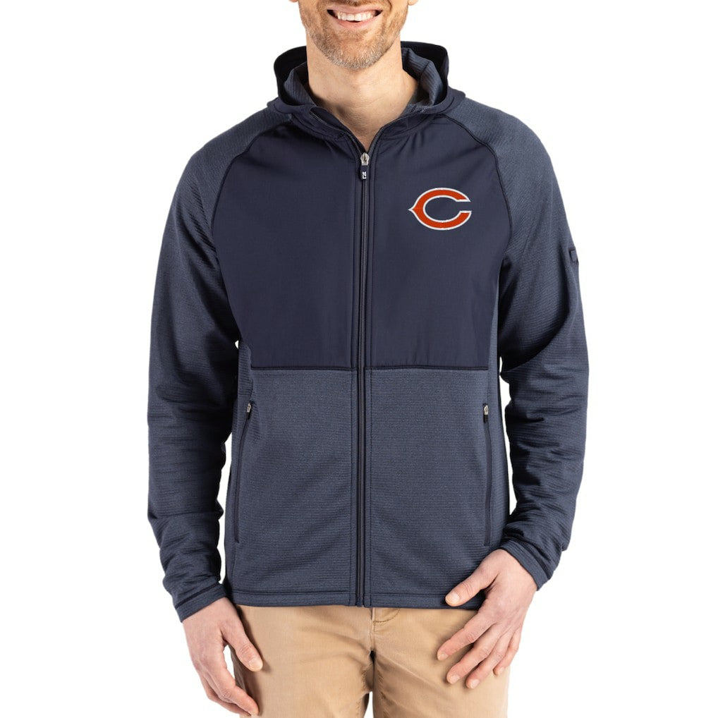 Chicago Bears Cutter & Buck Peshastin Eco Fleece Recycled Raglan Full-Zip Tri-Blend Hybrid Jacket | NFL New