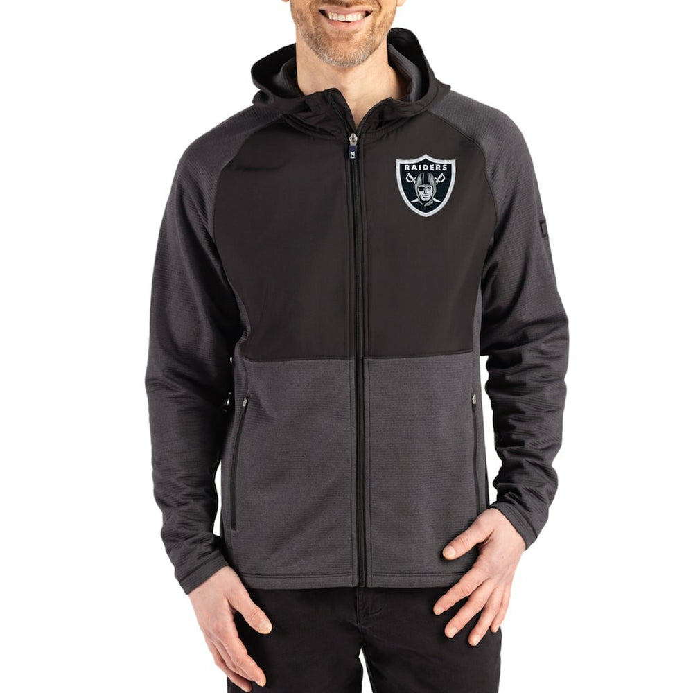 Las Vegas Raiders Cutter & Buck Peshastin Eco Fleece Recycled Raglan Full-Zip Tri-Blend Hybrid Jacket | NFL Discount