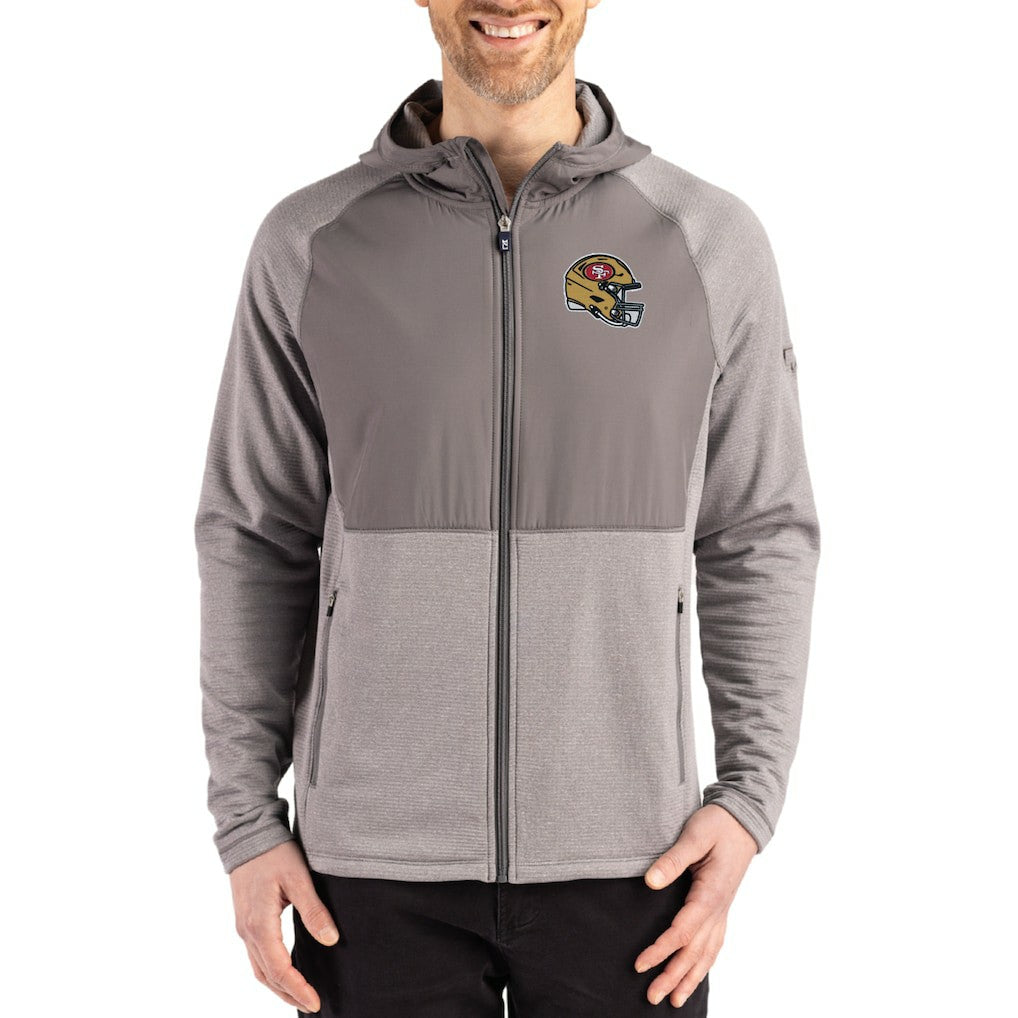 San Francisco 49ers Cutter & Buck Peshastin Eco Fleece Recycled Raglan Full-Zip Tri-Blend Hybrid Jacket | NFL Discount