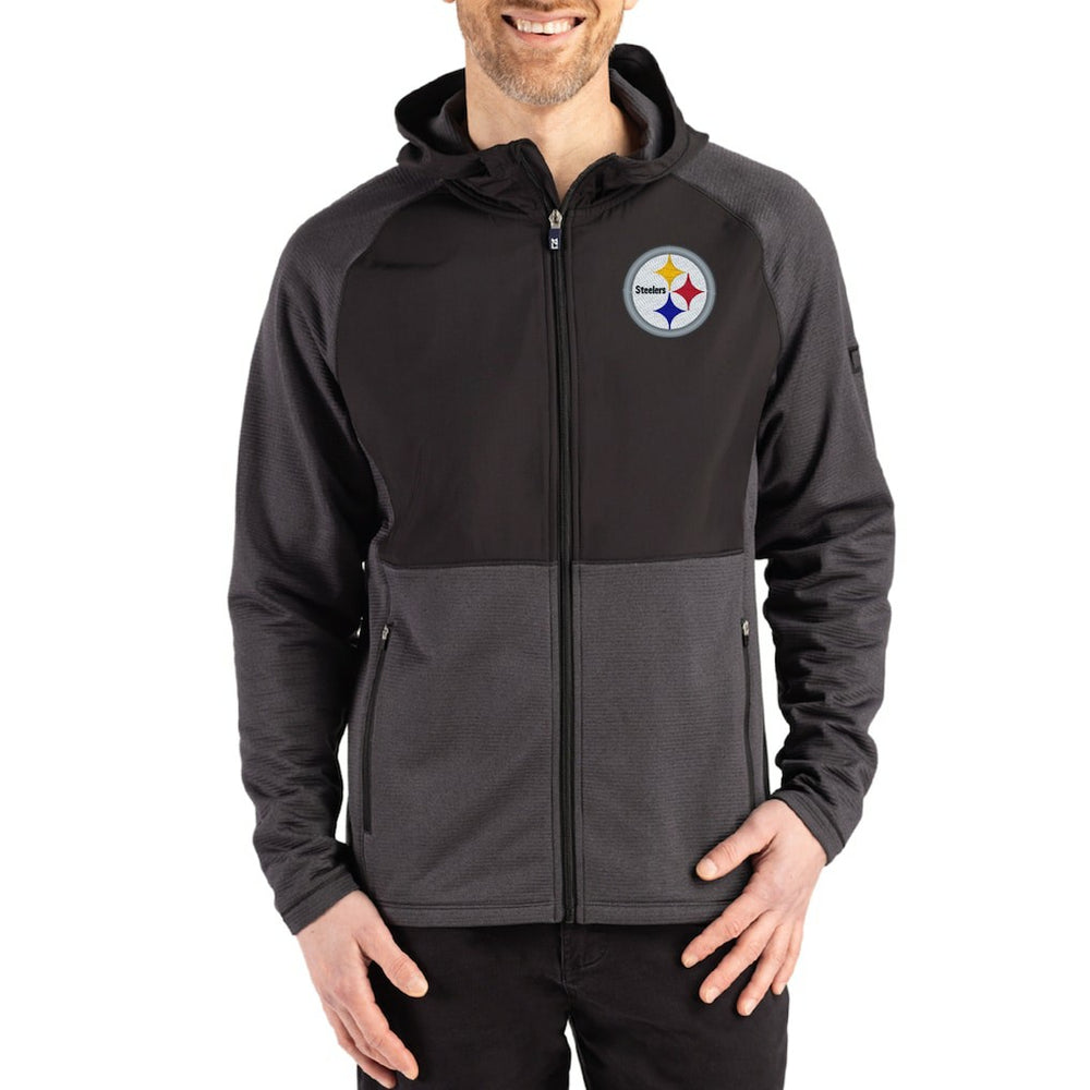 Pittsburgh Steelers Cutter & Buck Peshastin Eco Fleece Recycled Raglan Full-Zip Tri-Blend Hybrid Jacket | NFL Outlet