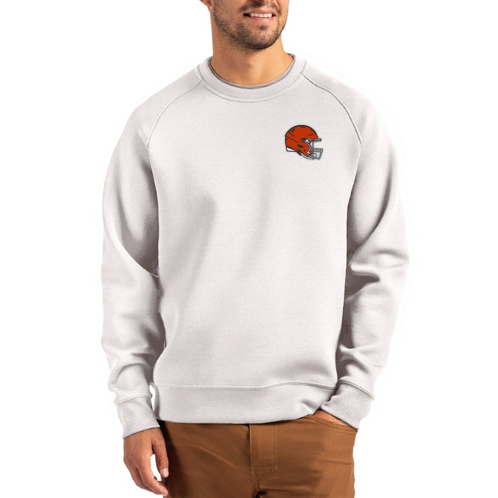 Cleveland Browns Cutter & Buck Helmet Roam Recycled Raglan Pullover Sweatshirt | NFL New