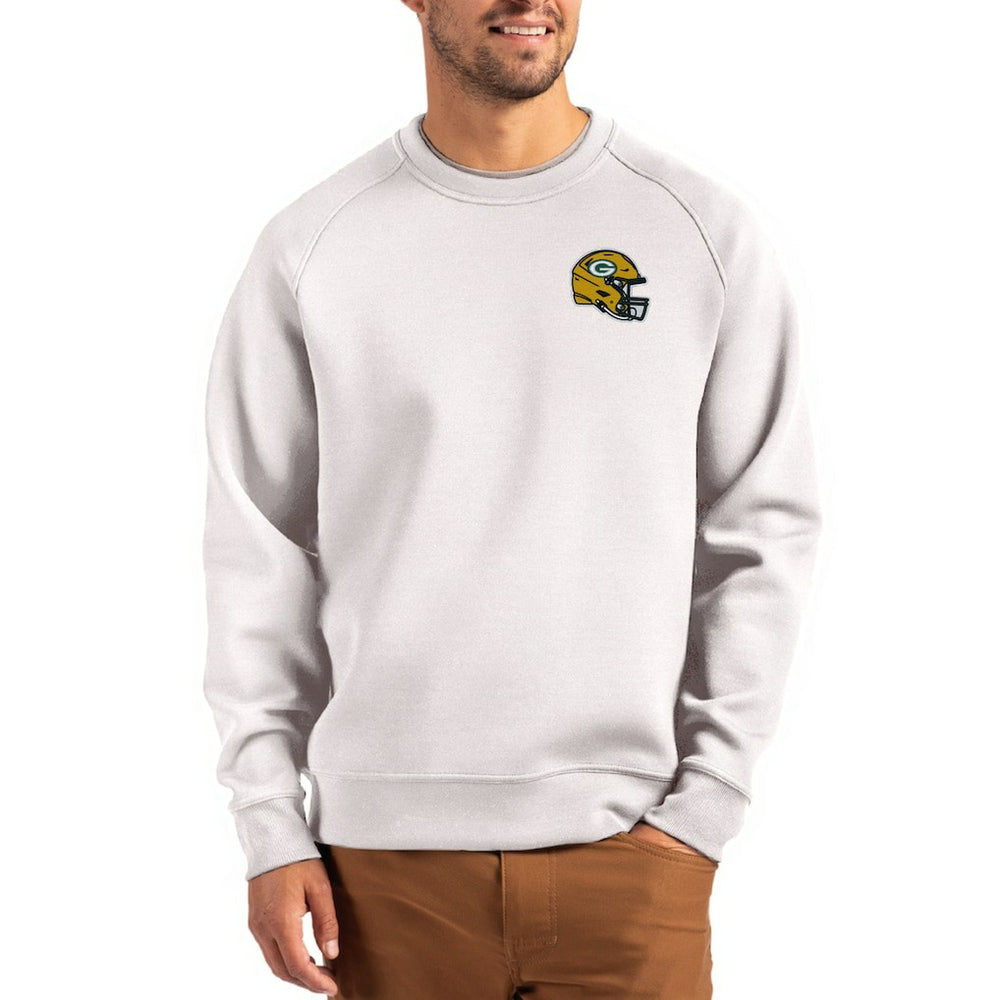 Green Bay Packers Cutter & Buck Helmet Roam Recycled Raglan Pullover Sweatshirt | NFL New