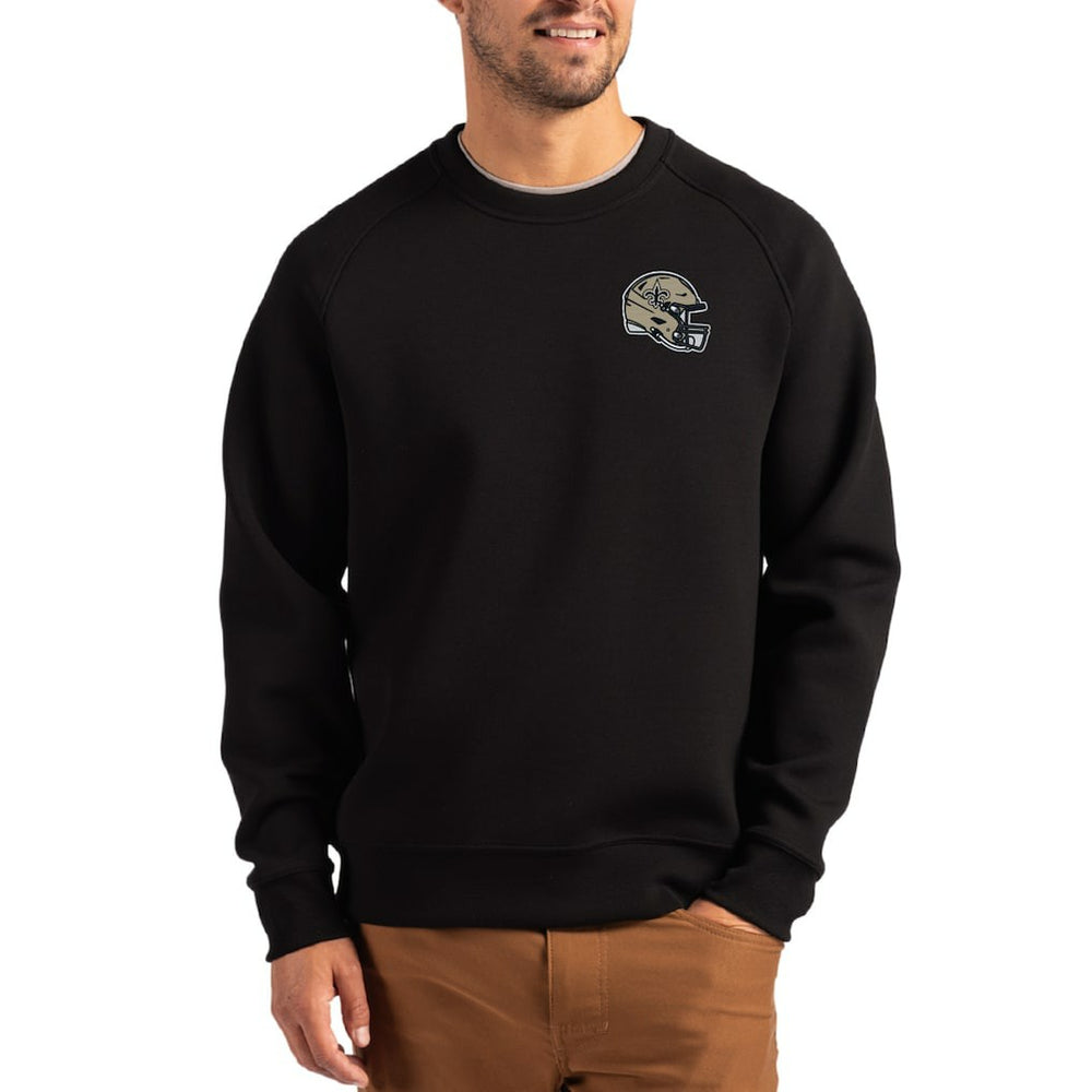 New Orleans Saints Cutter & Buck Helmet Roam Recycled Raglan Pullover Sweatshirt | NFL Discount