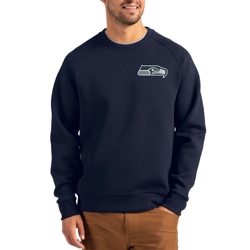 Seattle Seahawks Cutter & Buck Primary Logo Roam Recycled Raglan Pullover Sweatshirt | NFL Online