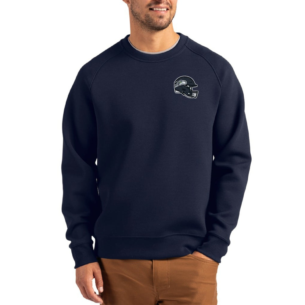 Seattle Seahawks Cutter & Buck Helmet Roam Recycled Raglan Pullover Sweatshirt | NFL Online