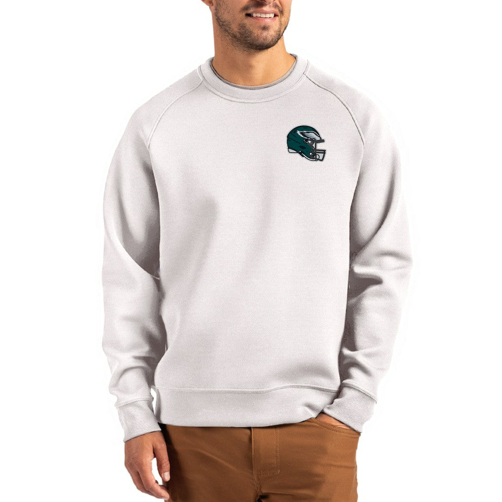 Philadelphia Eagles Cutter & Buck Helmet Roam Recycled Raglan Pullover Sweatshirt | NFL Outlet