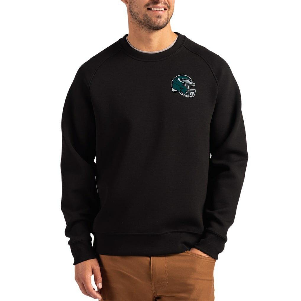 Philadelphia Eagles Cutter & Buck Helmet Roam Recycled Raglan Pullover Sweatshirt | NFL Sale