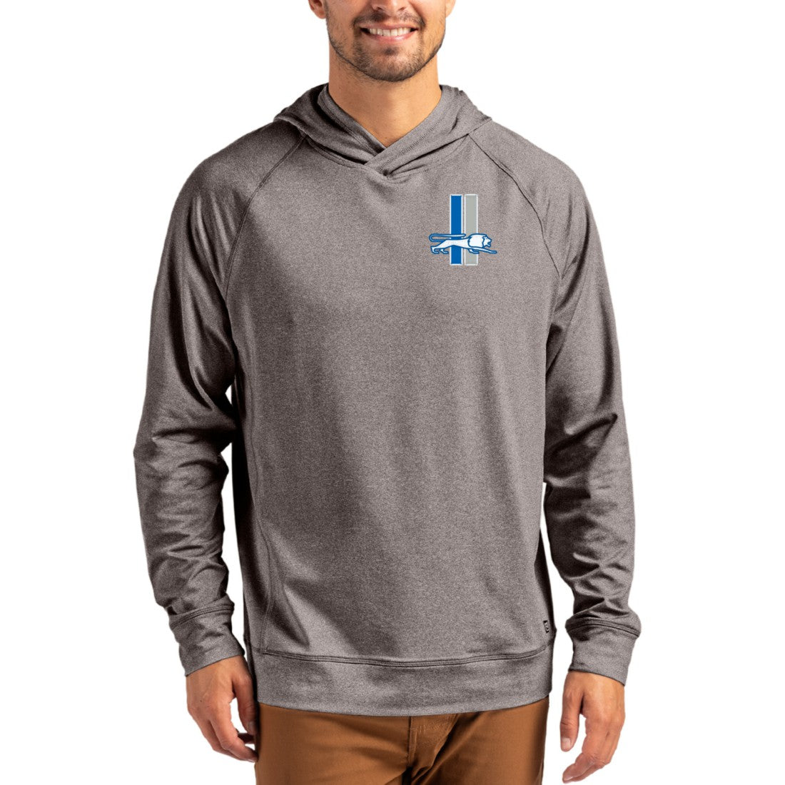 Detroit Lions Cutter & Buck Adapt Historic Knit Recycled Raglan Pullover Hoodie | NFL Outlet